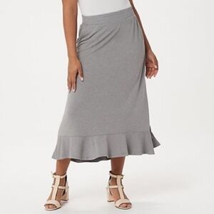 Logo Lounge Jersey Skirt With Flounce Hem Grey XXS